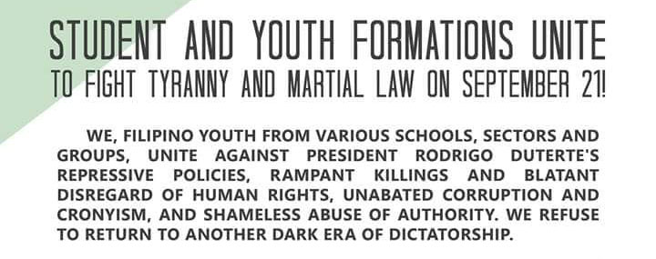 ABSC prexy signs statement urging youth to unite on martial law anniv