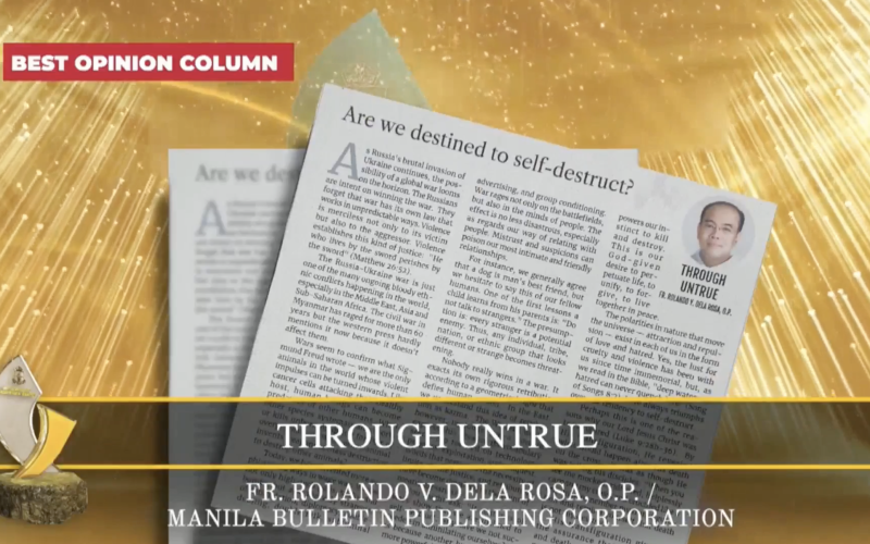 Former UST rector wins best opinion column anew in Catholic Mass Media Awards