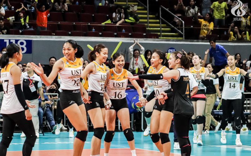 Golden Tigresses stave off Fighting Maroons in three tight sets