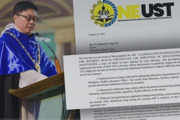 UST labor coalition seeks dialogue with rector on faculty members affected by health permit policy